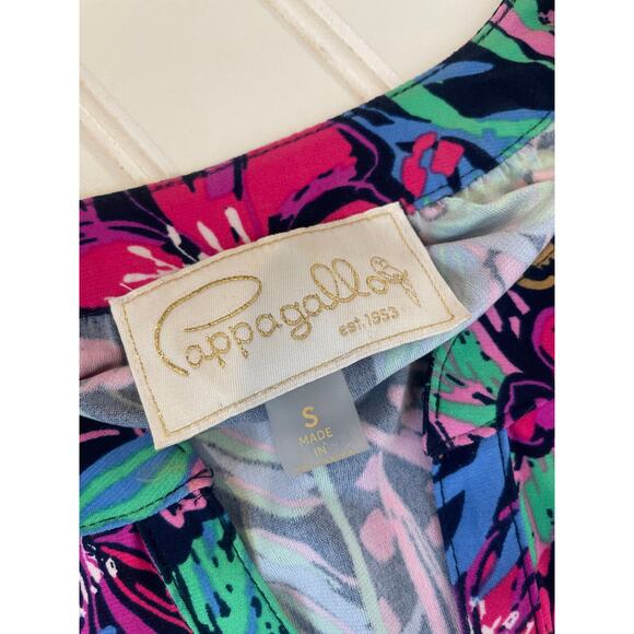 NWOT PAPPAGALLO Multicolored Floral Print Mini Shift Dress Long Sleeve Size S - Picture 5 of 8